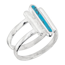 Silpada 'Strait To It' Compressed Turquoise Three-Bar Ring in Sterling Silver, Size 11, Size 11