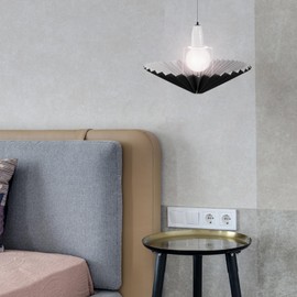 Hemobllo Table Lamp Shade - Pleated Umbrella Shape Fabric Lamp Shade E27 Replacement for Table, Floor, Pendant Lamps, 12x6 Inch, Black