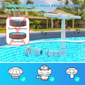 Pool Fountain - Dual Spray Water Fountains for Above Ground Pools, Above Ground Pool Accessories, Adjustable Waterfall Pool Sprinkler Fountain for Cooling & Relaxation (Grey)