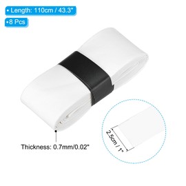 PATIKIL 43.3" Tennis Racket Grip Tape, 8 Pack Anti Slip Absorbent PU Badminton Overgrip Racquet Grip Tape for Baseball Pickleball Paddle, White