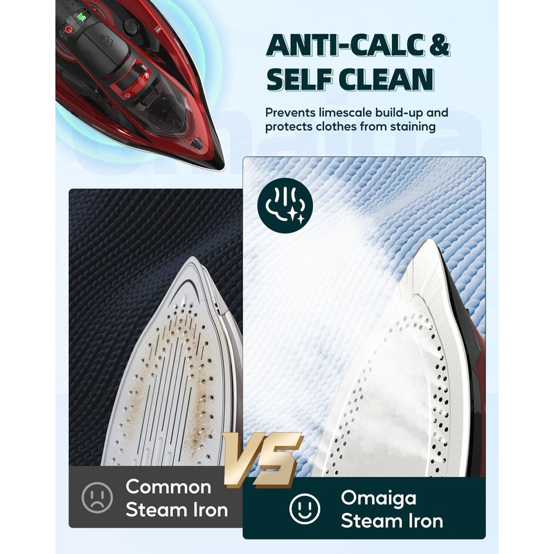 OMAIGA Cordless Iron, 1500W Cordless Iron with Steam with 11.84ozs