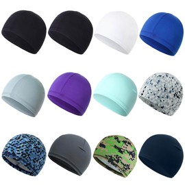 12 Pieces Cooling Skull Caps for Women Men Cycling Running Sports Beanie Hat Helmet Liner Sweat Wicking Cap Head Wraps