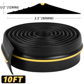 10FT Garage Door Bottom Threshold Seal Strip with 300ml Black Adhesive/Sealant, Universal Rubber DIY Bottom Floor Threshold Seal, Weatherproofing Weather Stripping Replacement