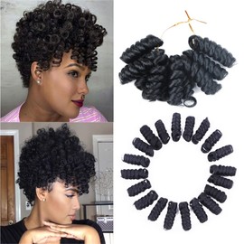 3 Packs Saniay Curl Crochet Braids Short Crochet Braiding Bouncy Twist Spiral Curls Jamaican Twist Hair Extensions 20 Strands/Pack (1, 12 * 10 inch)