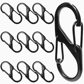 Mosqueton Llavero de Aluminio, 10 Piezas Clips de mosquetón de Doble, Multifuncional Mosquetones de Servicio Pesado Gancho para Acampar Al Aire Libre Senderismo, Columpio, Cuerdas, Botellas de Agua