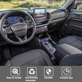 SENSHINE SENSHINE Air Condition, Vent Knob Cover for 2021 2022 2023 2024 Ford Bronco Sport Accessories AC Climate Headlight Contorl Volume Tune Switch Ring 4WD Knob Gear Shift Switch Knob Covers 11Pcs (Purple)