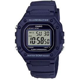 Casio Standard Digital W-218H-2A Wristwatch, Men's, Women's, Chippukashi, Petit Pla, Navy, blue, Belt Type: