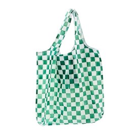MACKENZIE-CHILDS To-Go Tote, Cute Tote Bag for Work or Home, Green-and-White Emerald Check