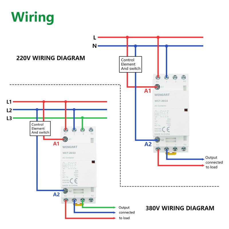 Wengart Household AC Contactor WCT-20, AC230V 20A 2NO2NC, Extremely Durable,