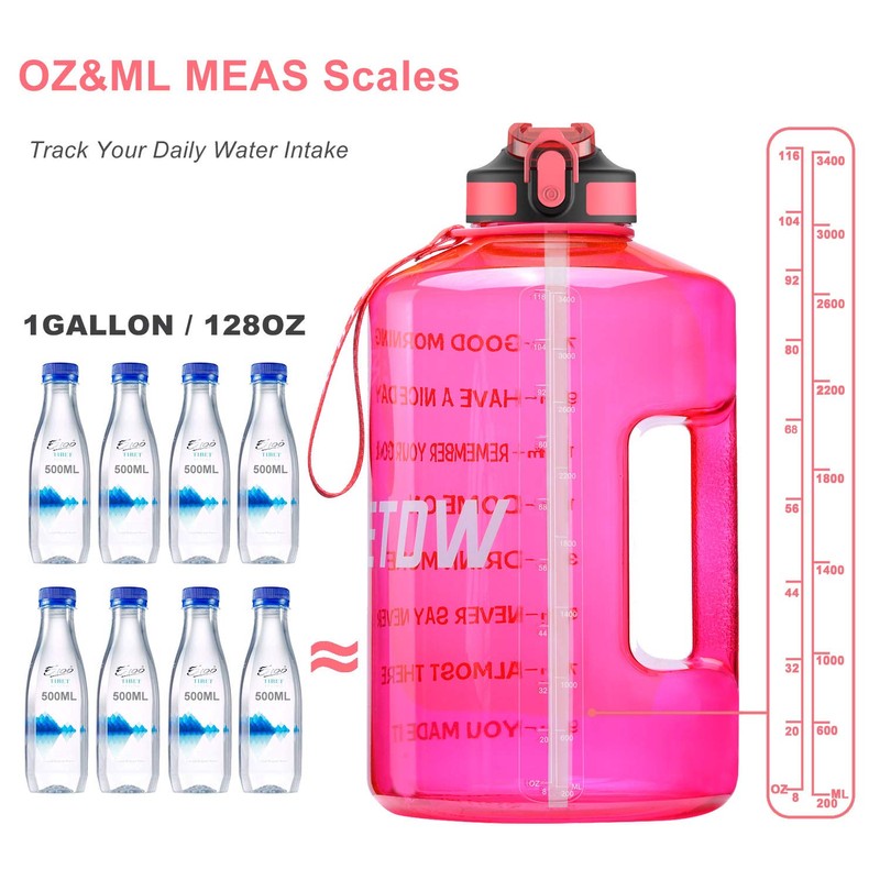 ETDW Gallon Water Bottle Jug witth Straw Cleaning Brush, 128oz