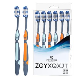 ZGYXQXJT Soft Toothbrushes for Adults Dollar, Manual Toothbrush, Wave Shaped Bristles for Excellent Cleaning Effect, Anti Slip Handle (6 Packs)