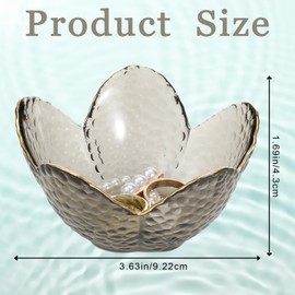 Flower Ring Dish Jewelry Tray Crystal Black Glass Jewelry Dish Tray Aesthetic Room Decor Trinket Plate Nightstand Bathroom Jewlery Ring Holder Dish for Rings Earrings Daughter Wife Mother Gift