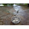 ✿ Moss green chain necklace tree of life forest disc