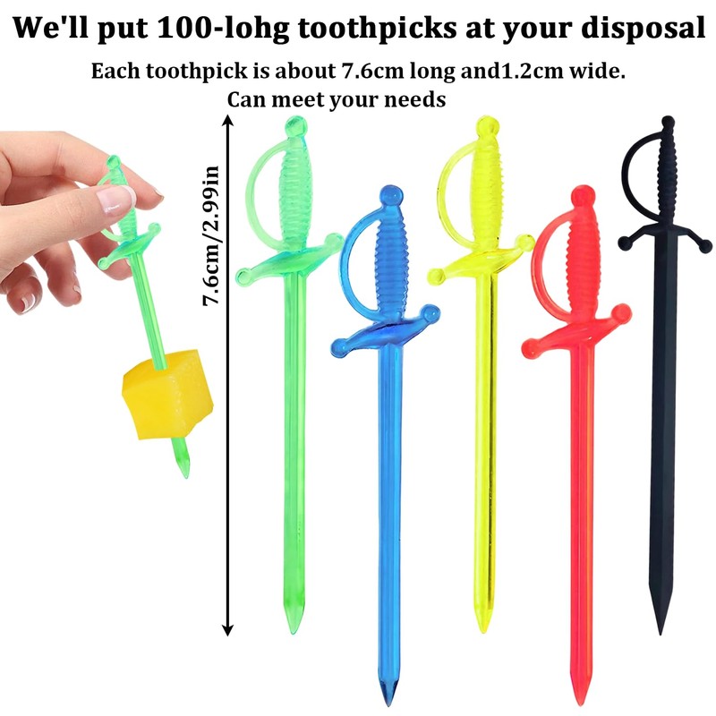 100 Counts Cocktail Sticks, Cocktail Picks Sword, Bamboo Cocktail Sticks,