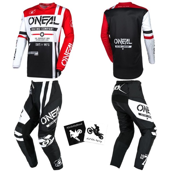 MX Outfit O'Neal Element Warhawk Red Men (W32/Medium) Protective Pants