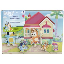 Spin Master Games, Bluey Sound Puzzle, 5-Piece Wood Puzzle for Toddlers & Kids, Featuring Bluey & Family with Sounds, Wooden Toddler Learning Toy, Stocking Stuffer Gift Ideas for Ages 3 & Up