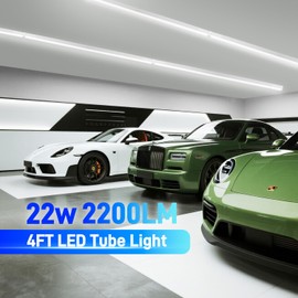 hykolity 6 Pack LED Shop Light 4FT, T5 Integrated Single Fixture, 22W, 2200lm, 6500K Super Bright White, Linkable Shop Light, Utility Shop Lights, Corded Electric with Built-in ON/Off Switch