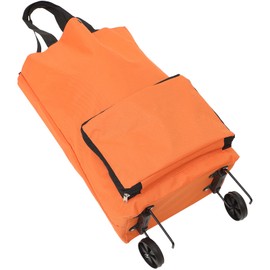 FOMIYES Collapsible Trolley Bag Folding Shopping Bag with Wheels Foldable Shopping Cart Utility Cart Crate Reusable Grocery Bags Shopping Trolley Bag on Wheel Orange
