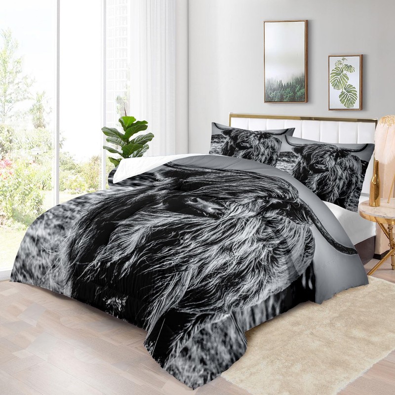Yilinata Highland Cow Comforter Set Farmhouse Quilt Bedding Set King