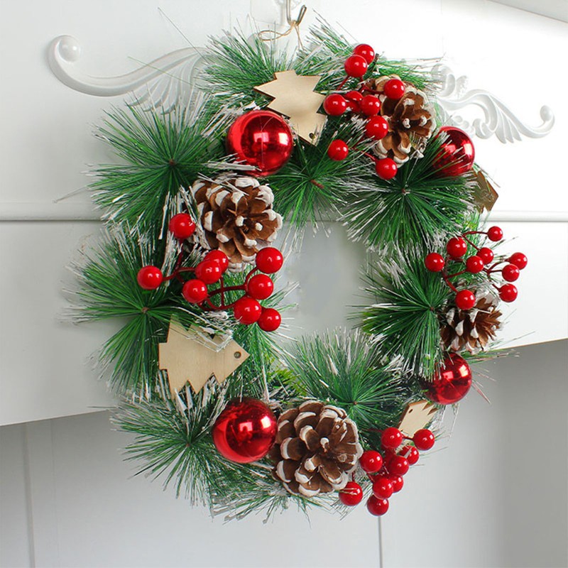 Christmas Wreath Hand Made Simulation Pine Cone Wreath Christmas Gift