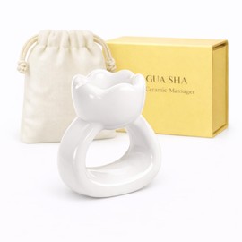 Ceramic Gua Sha Facial Tools, Ergonomic Grip Gua Sha Ring for Precise Massage, Smooth Octopus Gua Sha Face Massager Tool for Face Neck Jaw, Lymphatic Drainage Guasha Ring with Velvet Pouch Gift Box