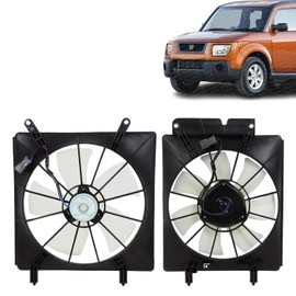 Vantage Auto Parts - Front Radiator + AC Condenser Cooling Shroud Fan Assembly Right & Left Side Compatible with Honda Element 2003-2006 / CR-V 2002-2006 | DIRECT REPLACEMENT | Plastic
