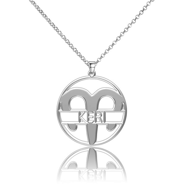 LoEnMe Jewelry Zodiac Signs Aries 925 Name Personalized Women Custom