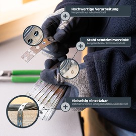 HELPMATE Perforated Tape 3.0 m Length - Sendzimir Galvanised Steel - Width 17 mm - Material Thickness 0.8 mm - High Quality Galvanised - Robust for Construction, Workshop, DIY Projects