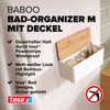 tesa Baboo Bathroom Organiser M with Bamboo Lid, Matt White