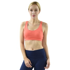 Private Island Women UPF50+ Swim Tank Bra Short Top Sports Bras Swimsuit Rash Guard (XXXL, Coral-RBXST)
