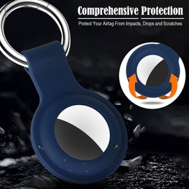 KOKOKA 4 Stück Schutzhülle Kompatibel mit Airtag Anhänger, Schlüsselanhänger Airtag Silikonhülle Tracker mit Keyring für Koffer,Rucksäcken,Haustierhalsbändern,Blue Cloud Grey Dark Blue Gray Blue