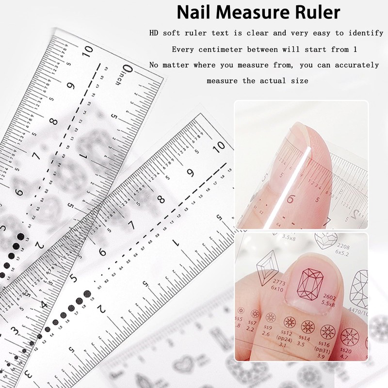 4Pcs Nail Measurement Ruler Fake Nails Measuring Ruler Nail Measure