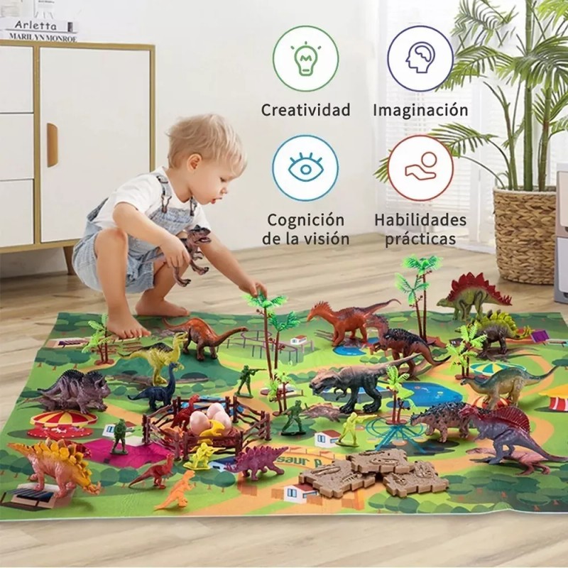 Dinosaurios Jurassic 88 Piezas Con Mapa