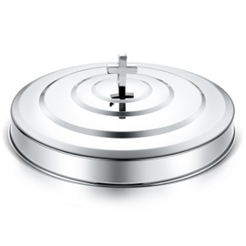 Polished Communion Tray Cover Stainless Steel Silver Holy Cup Tray Cover for Church Serving Plate First Communion Supplies