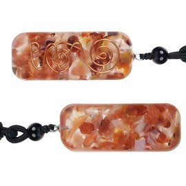 Nupuyai Carnelian Spiral Healing Crystal Necklace for Women Men, Chakra Stone Pendant with Adjustable Cord 65cm