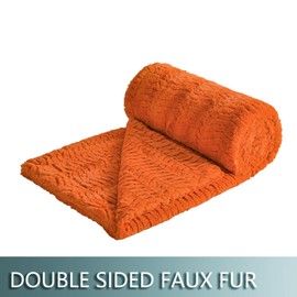 YUSOKI Luxury Faux Fur Twin XL Blanket for Twin XL Bed 2 Layers,5.2lb,All Ages,Home Decoration Without Pillows(Burnt Orange,63"x90")