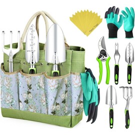 Heavy Duty Garden Tools 22 count Floral Set - Rust Proof, Non-Slip, Durable Gardening Supplies -  Hand Tools - Ideal Gardening Gifts for Women - Color: Floral