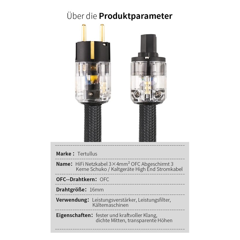 Tertullus HiFi High End Power Cable C15 Power Cable HiFi