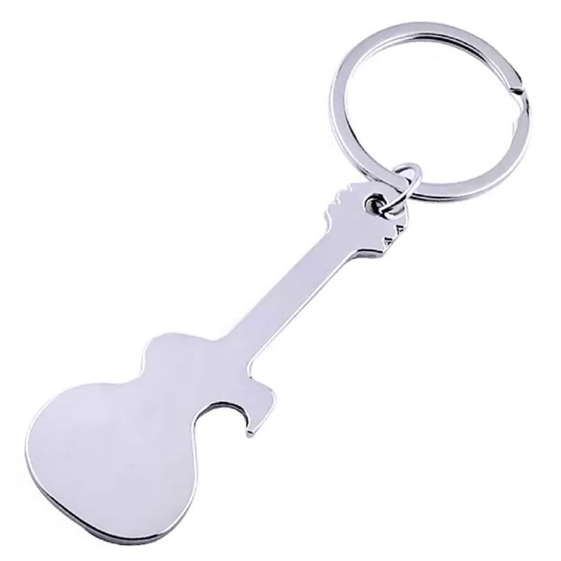 Sportigo ® Guitar Keyring with Bottle Opener in Silver /