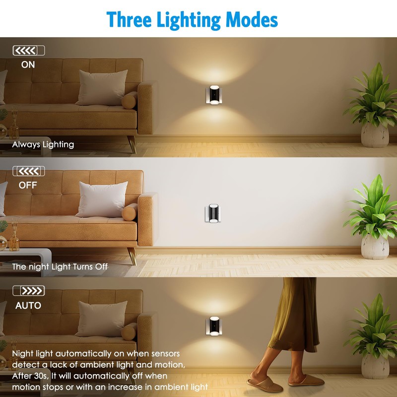 AMIR LED Night Light Plug in, LED Motion Sensor Night