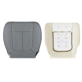 Gray Front Driver Side Bottom & Foam Cushion Replacement Leather Seat Cover Compatible with Ford F150 Lariat 2009 2010 2011 2012 2013 2014