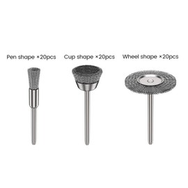 60pcs Stainless Steel Wire Brushes Wheel Cup Pen Cleaning Brush Set Polishing Attachment Kit for Dremel Die Grinder Rotary Tools (1/8 inch Shank)