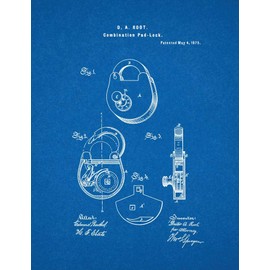 Combination Padlock Patent Print Blueprint (16" x 20") M11041