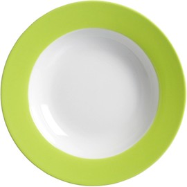 Ritzenhoff & Breker Doppio Suppenteller, 1 Stück, Teller tief mit farbigem Rand, Essteller, Porzellan, Grün, Ø 22 cm, 515879