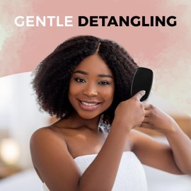 Lily England Lockenbürste zum Entwirren & Stylen - Schmerzfreie Lockenbürste für nasses & trockenes Haar mit flexiblen Borsten - Ideale Haarbürste für lockiges Haar Frauen 3c bis 4c Haar, Schwarz