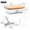 Yomjarl Cheese Container for Refrigerator,Glass cheese slice holder with Wooden