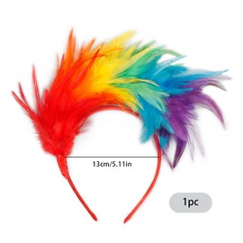 Tabanzhe Rainbow Feather Headband - Vibrant Pride Hair Accessories for Costume, Fancy Dress, and Outfit Styling, Perfect for Women, Girls, and Adults