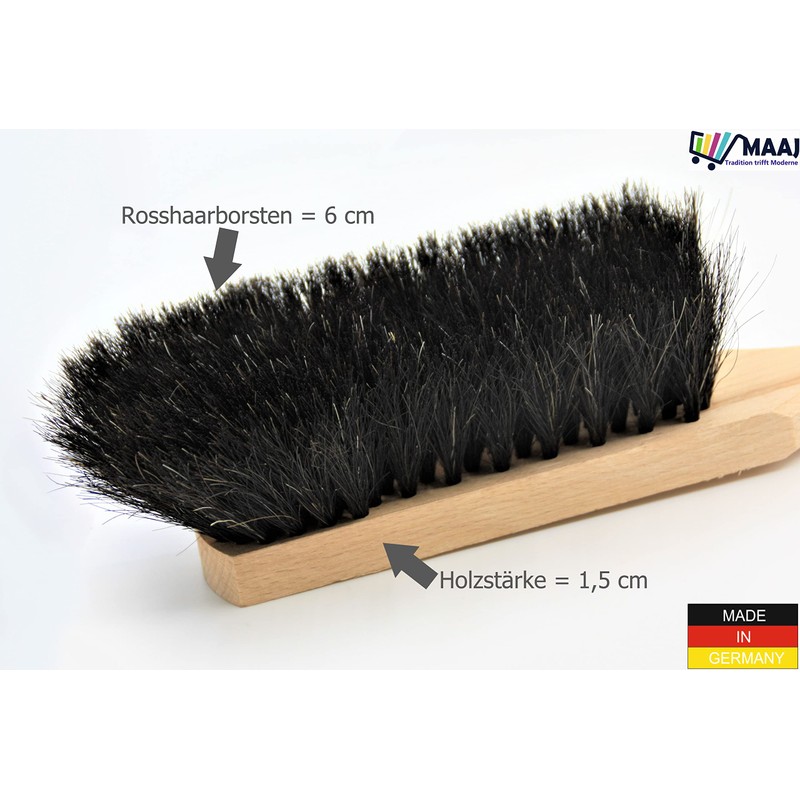 MAAJ Horsehair Hand Brush with Wooden Handle for Coarse and