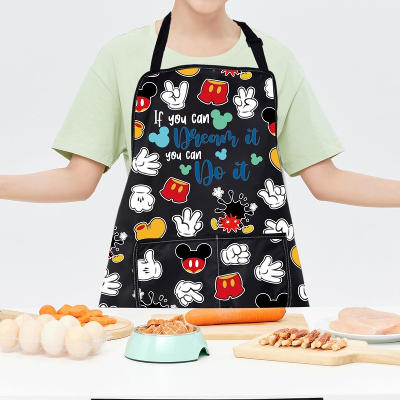 CMNIM Cartoon Mouse Aprons Mouse Cooking Aprons with Pockets Colorful