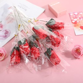 Sliner 12 Pcs Mothers Day Hand Towels Rose Shaped Gifts Craft Dish Towels Kitchen Towels Bathroom Towels for Mother Anniversary Wedding Decoration Housewarming Gifts (Red)